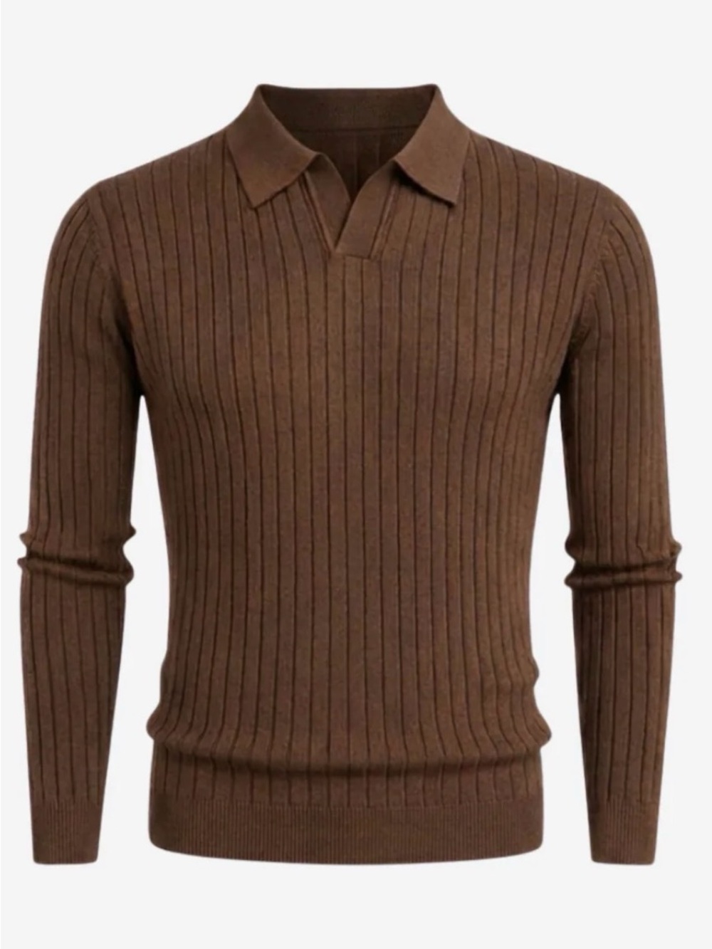 Riccardo Ricci Men's Old Money Ribbed Polo Sweater Brownish Red - BRAND NEW